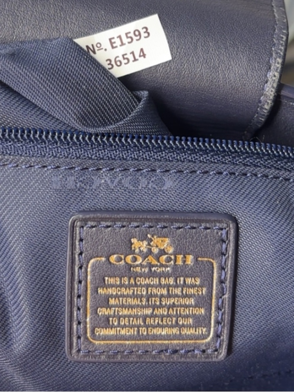Coach 2015 Swagger Carryall Colorblock Leather Tote Satchel STONE Green Navy EUC - Picture 14 of 15